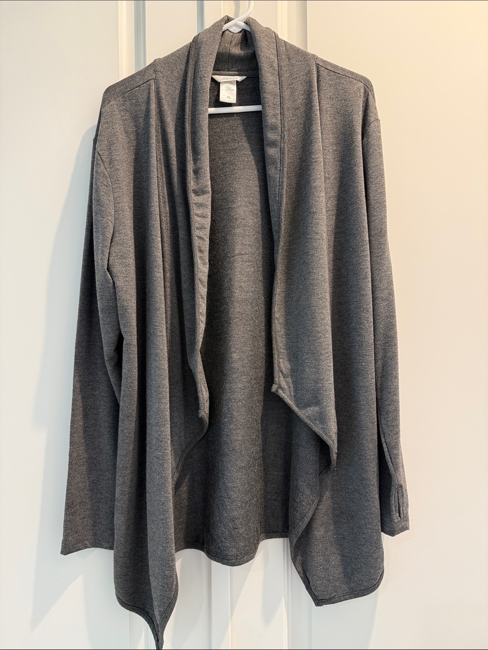 Women’s Gray Open-Front Draped Cardigan Sweater